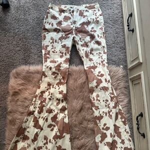 Stand Studio Brown and Cream Flare Pants